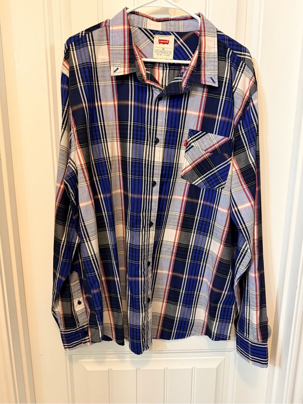 Levi's Men’s Navy, White & Red Plaid Button-Down Shirt